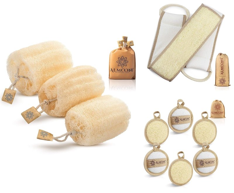 Natural Egyptian Shower Loofah Bundle - Premium Back Scrubber & Facial Sponge for Deep Cleansing