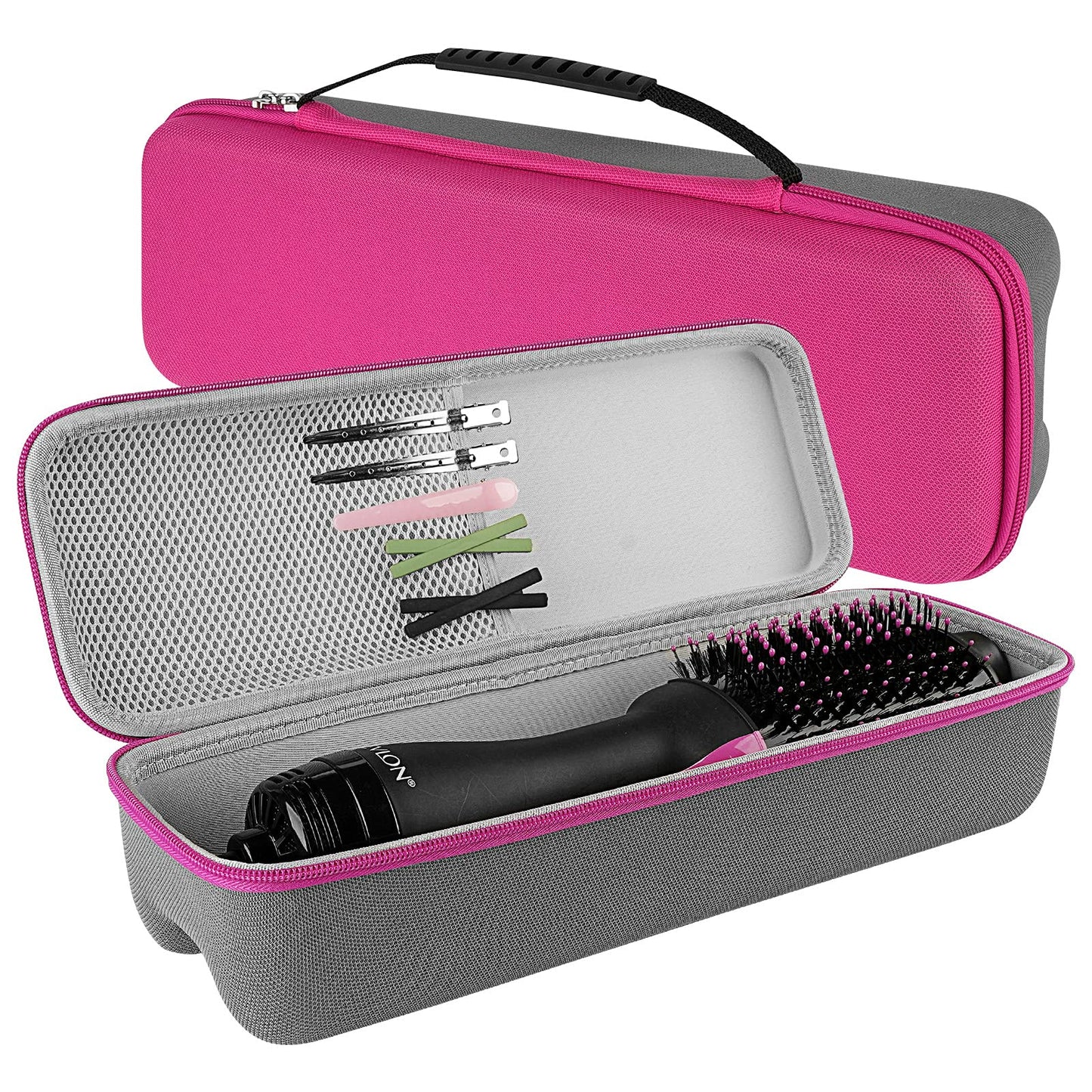 Linkidea Hard Travel Case for Revlon Hair Dryer Brush, Hot Tools One-Step Hair Dryer and Volumizer Styler, Hot Air Brush Carrying Case Box (Rose Red)