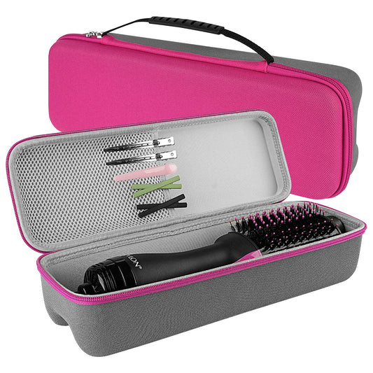 Linkidea Hard Travel Case for Revlon Hair Dryer Brush, Hot Tools One-Step Hair Dryer and Volumizer Styler, Hot Air Brush Carrying Case Box (Rose Red)