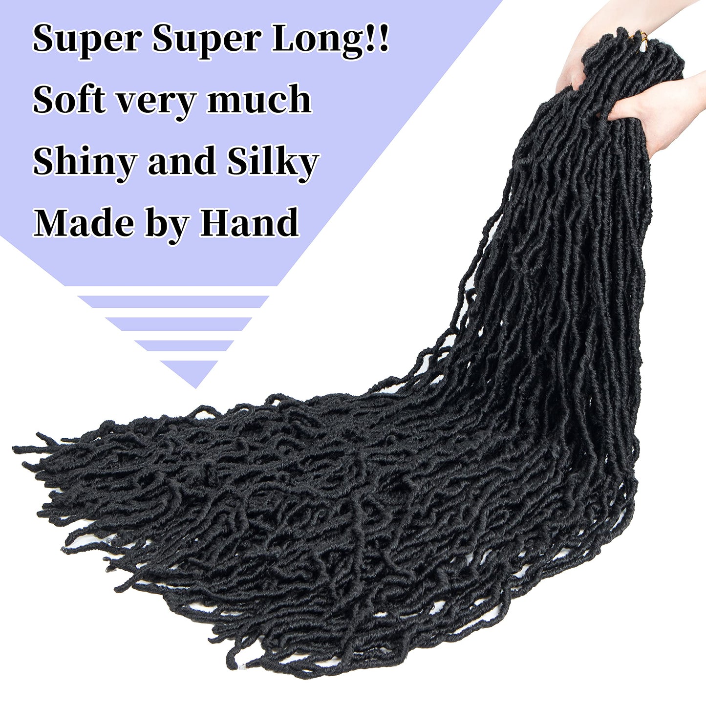 44 Inch New Faux Locs Crochet Hair New Soft Locs Crochet Braids Hair Pre Looped Synthetic Goddess Crochet Locs Braiding Hair 1B