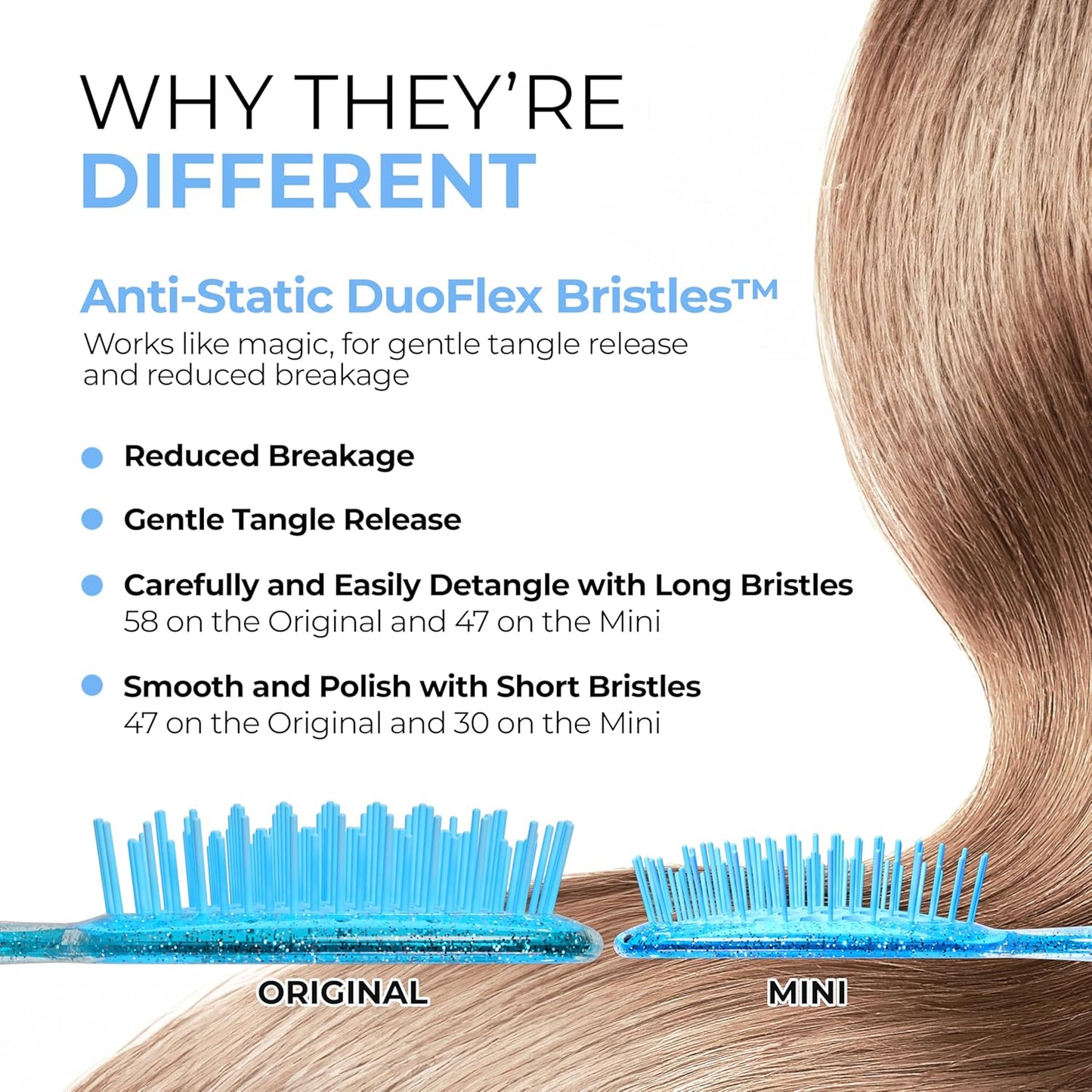 FHI Heat Detangling Brush Combo Pack - Original & Mini UNbrush for All Hair Types | DuoFlex Anti-Static Vented Design