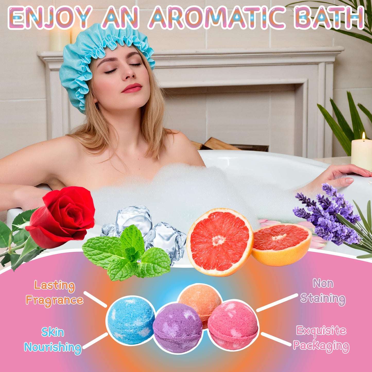 Bath Bombs for Women Gift Set,Handmade SPA Bubble Bath for Relaxing,Gift for Her/Him, Women, Wife, Mother,Four Styles and Four Fragrance（8pack）