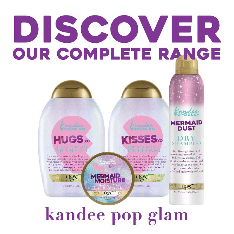 OGX Kandee Johnson Collection Mermaid Moisture Deep Conditioning Hair Mask for Color-Treated Hair, Sulfate-Free Surfactants Moisturizing Treatment for Dry Damaged Hair, 6 oz, Floral
