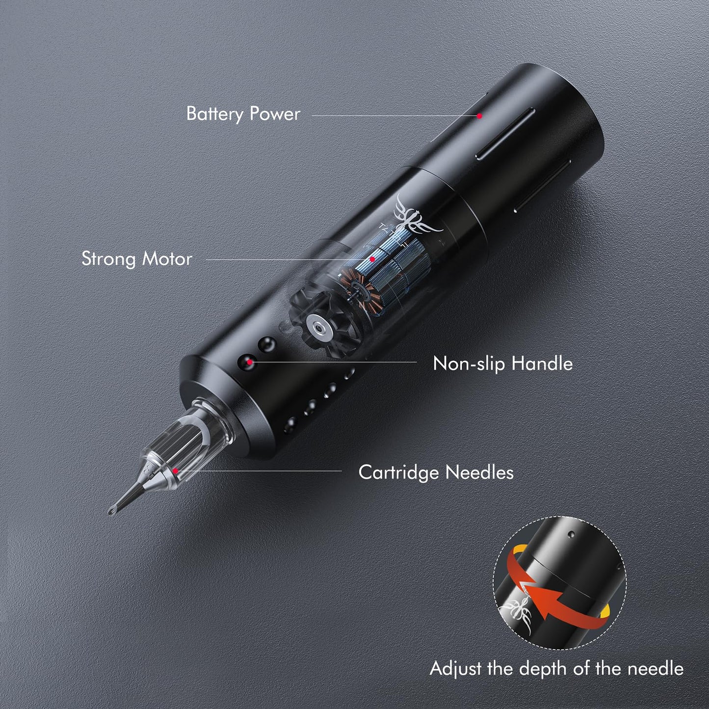 Tattoo Gun,Wireless Tattoo kit Professional with 1800mAh Tattoo Battery Power Supply 20pcs Tattoo Cartridges 11pcs inks Tattoo Transfer Paper Complete Tattoo Supplies for Beginner (Black)