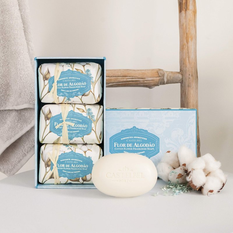 Catelbel Fragrance Soap Bar 3-Units (150 x 3) in a Box Triple Milled from Portual (COTTON FLOWER)