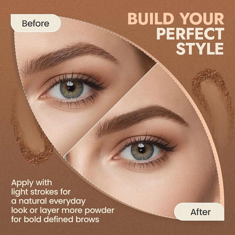 Organic Eyebrow Powder - Vegan Brow Tint for Shaping & Defining | Smudge-Proof, Long-Lasting - Deep Brown