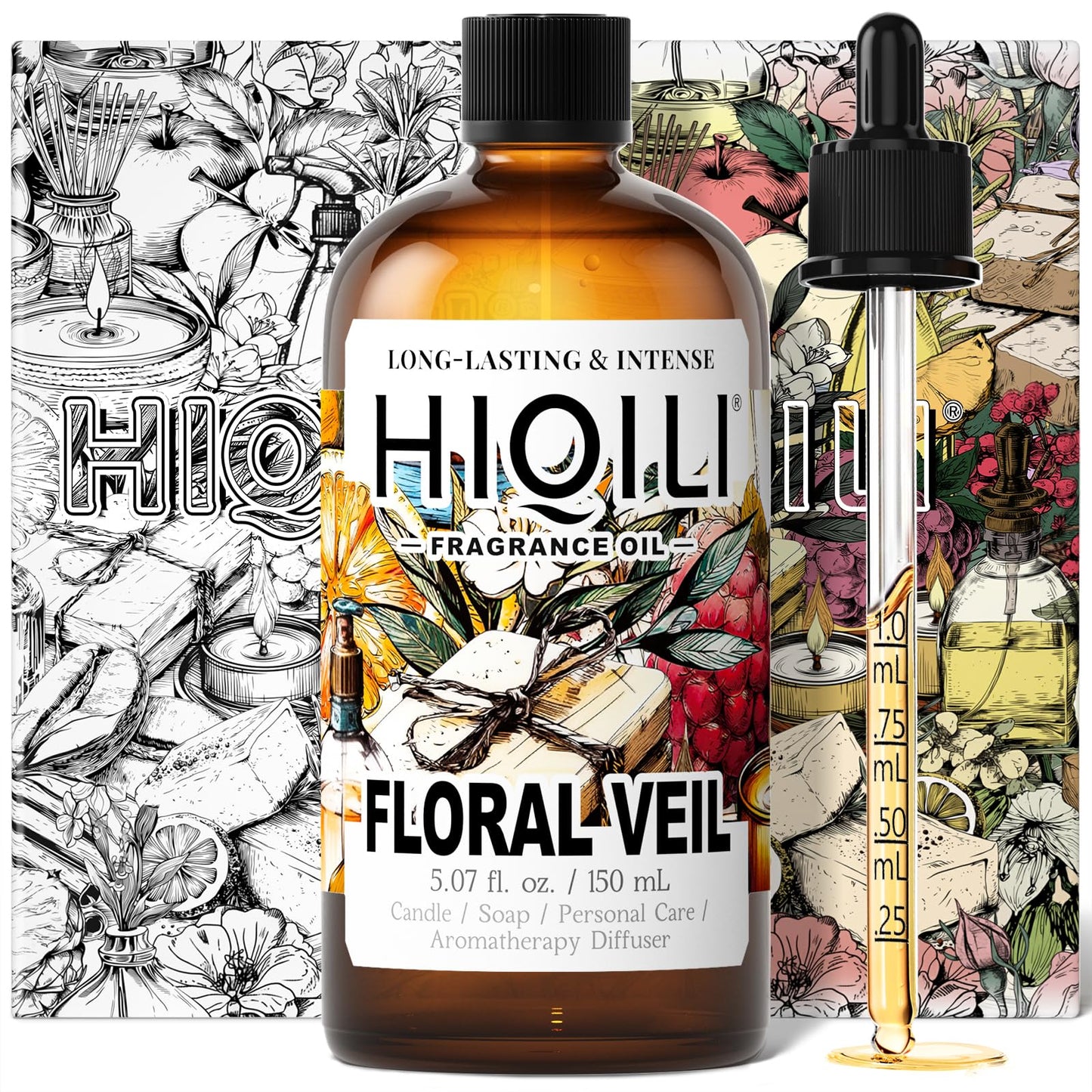 HIQILI Floral Veil Fragrance Oil for Candle & Soap Making, Inspired by ISY-Myake L.d'Isy-Florale, Humidifier, Add to Scented Sachets, Reed Diffuser Oil Refill - 5.07 Fl Oz