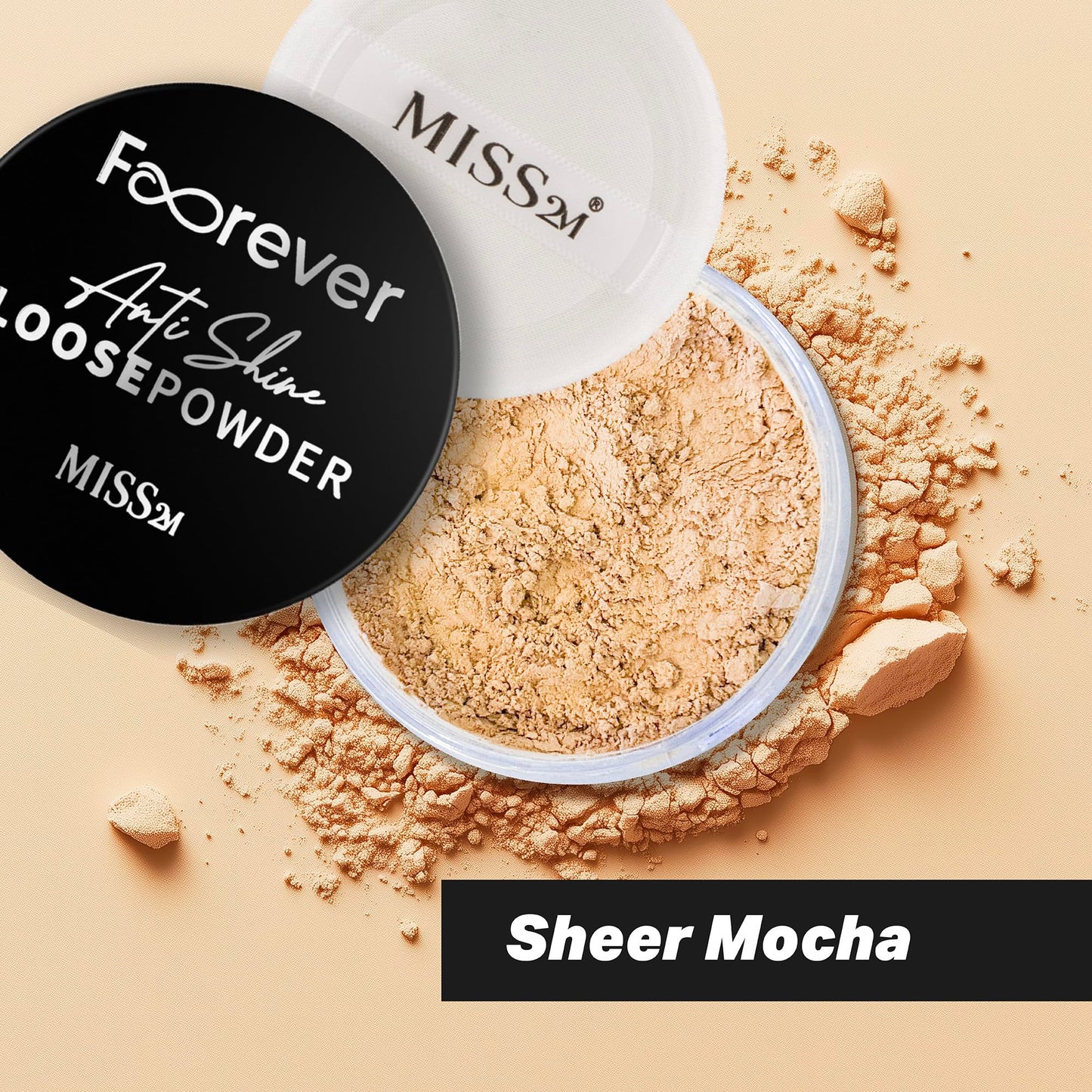 MISS2M Forever Matte & Blur Makeup Setting Powder with Anti-Shine Oil Control and Soft-Focus Skin Filter: 102 Sheer Mocha, 0.53 Oz