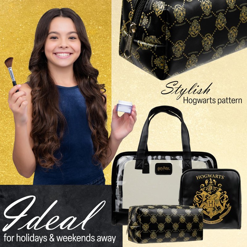 Get Trend Harry Potter Gifts for Women, Girls, Teens, Toiletry Bag Set of 3, Travel Cosmetic Organizer, Makeup Pouches, Gifts for Wife, Girlfriend, Sister