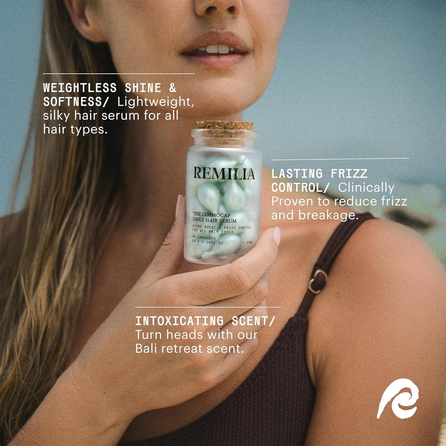 Remilia Hair Serum Capsules - Amino Acid-Enriched Formula for All Hair Types | Vegan Detangling Brush Included