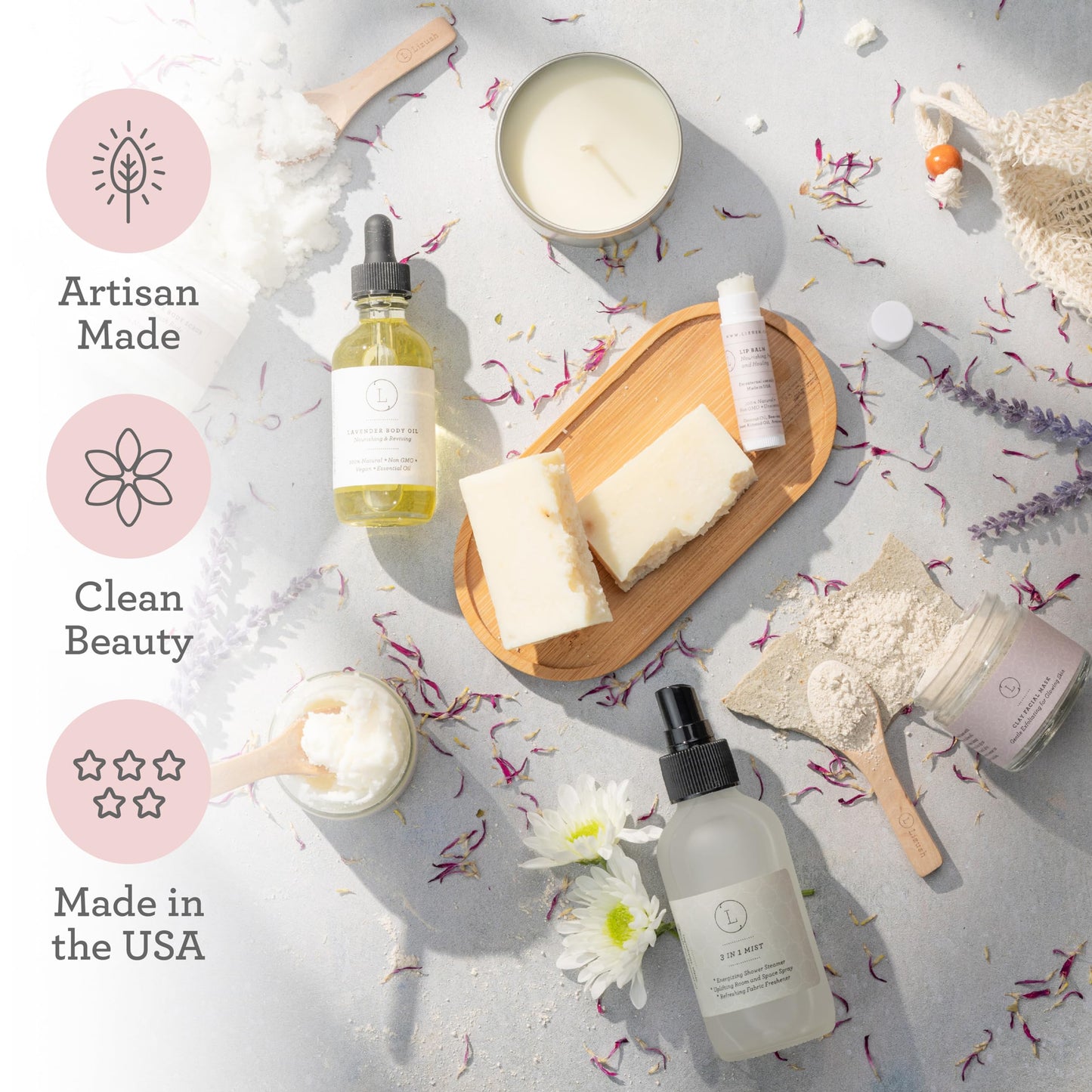 Lizush Luxury Spa Gifts for Women - 9 Piece Lavender Gifts for Her, Gift Baskets, Body Care Set for Mom, Birthday Box For Women, Self Care Spa Kit For Wife - Handmade in the USA