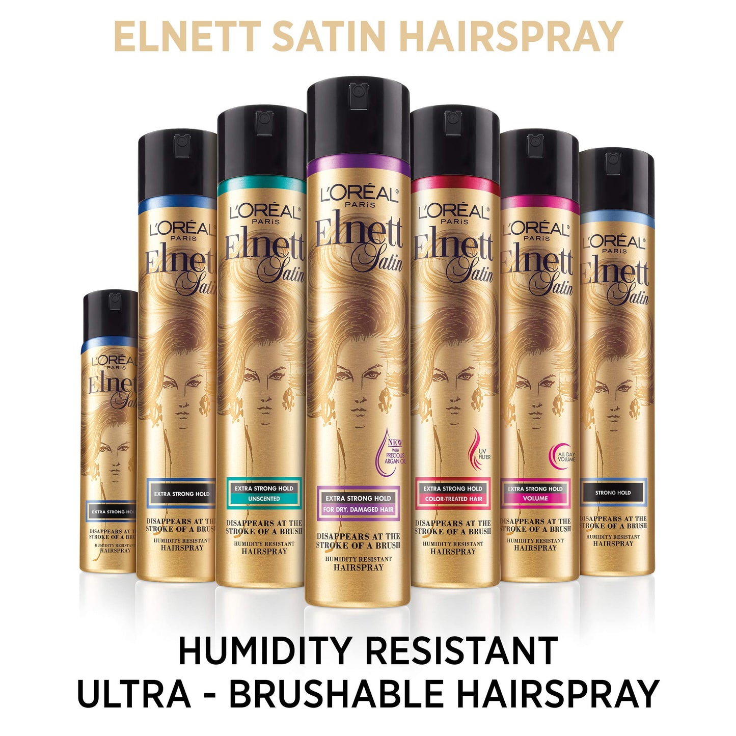 L'Oreal Paris Elnett Satin Extra Strong Hold Hairspray - Color Treated Hair 11 Ounce (1 Count) (Packaging May Vary)