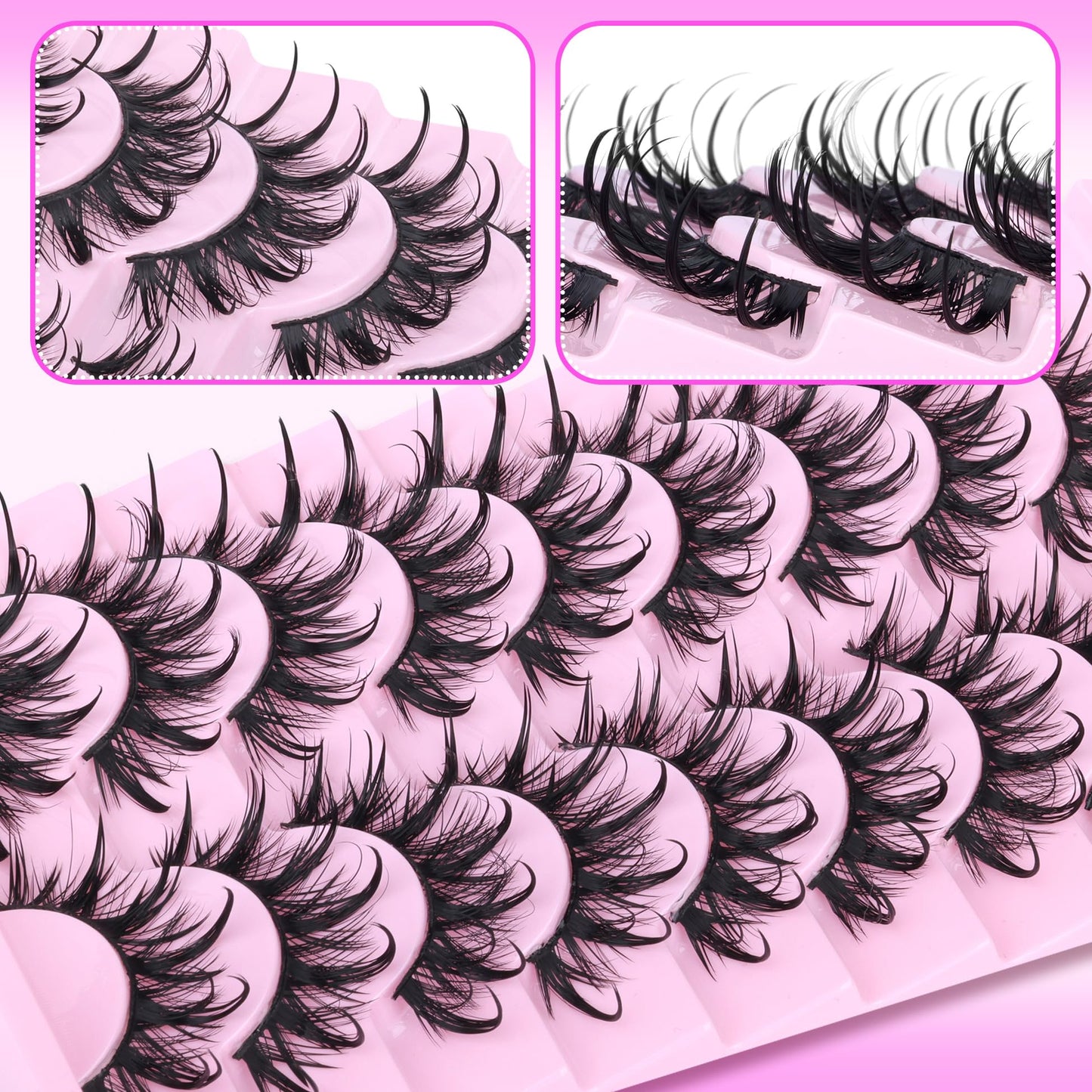 Manga Lashes Cat Eye Dramatic False Eyelashes Wet Look D-Curly Long Anime Lashes Strips Thai Style Manhua Lashes Strips Cosplay Eyelashes Wispy Spiky Lashes 12-20MM 9 Pairs by Zegaine