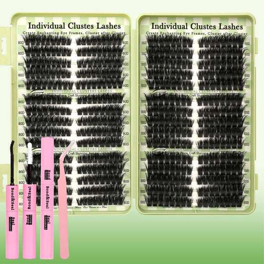 Gmagictobo Lash Clusters Kit Wispy Lash Clusters C Curl Cluster Eyelash Extensions Cat Eye Lashes Clusters 510Pcs Volume Individual Lashes Lash Glue Lash Tweezers