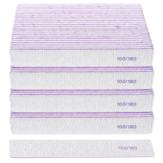 YUXIANLB 100 Pcs 100/180 Grit Nail Files Professional Reusable Emery Board for Nails, Double Sides Washable Nail File Manicure Tools for Natural Nails Extension Gel and Acrylic Nail Tools Home Use