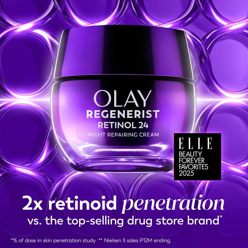 Olay Retinol Night Cream for Women, Anti-Aging Face Moisturizer, Fragrance-Free, Non Greasy - Anti-Wrinkle, Smooth Fine Lines, Hydrating Skin Care - Triple Collagen Cream, Peptide, Niacinamide, 1.7oz