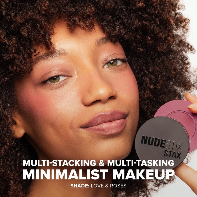 Nudestix STAX All Over Color Blush Balm – Multi-Use Cream Blush for Cheeks, Eyes & Lips with Soft Matte Finish | Stackable, Longwearing, Vegan & Clean Beauty Makeup - Love & Roses