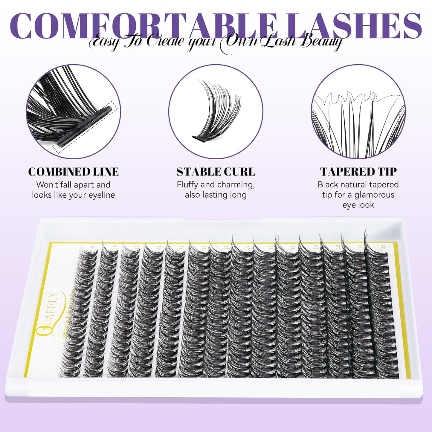 False Eyelashes Kit - 5-Pack with Glue, Tweezers & Curler | Reusable for Natural or Dramatic Looks