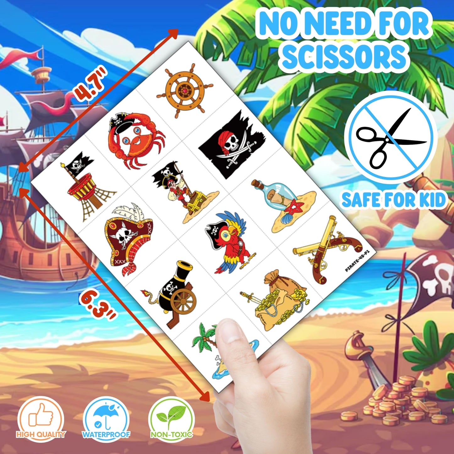 Pirate Punch Balloons for Kids 24 Pack and 48 Temporary Tattoos