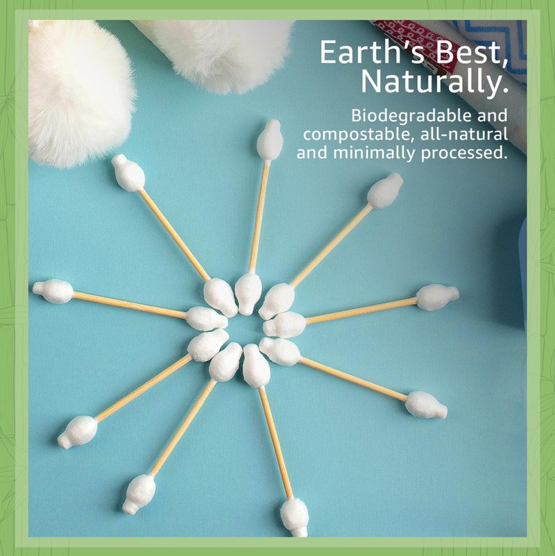 Jenvita 100% Bamboo Swabs for Ears (1000-Pack) - Safety Cotton Swabs for Baby & Personal Care | Safe, Organic Bamboo Baby Ear Cleaner | FSC Certified & Hypoallergenic, Made for All Ages & Pets