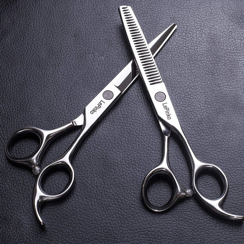 LePinko Hair Cutting Scissors Set, Professional Trimming and Thinning Shears Kit, 6.5 Inch Japanese Stainless Steel With PU Case and Carbon Anti-static Comb, Hairdressing For Home, Salon, Barber