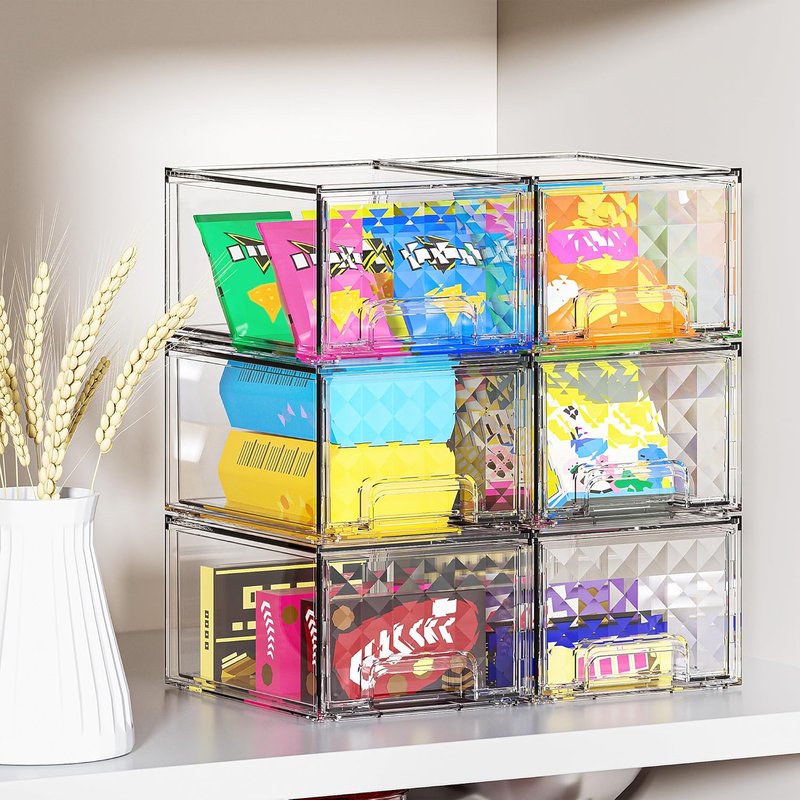 Delamu Stackable Storage Drawers - Clear Makeup & Skincare Organizer | 8 Pack for Vanity, Desk, Kitchen, Pantry