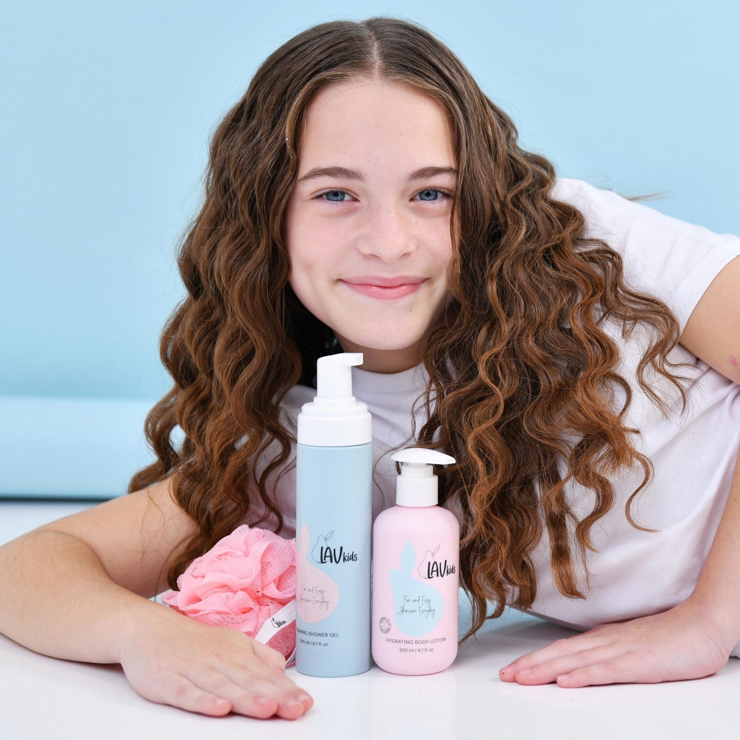 LAV KIDS Body Care Set, Foaming Body Wash and Delicate Body Lotion, Natural Pear and Chamomile, 150ml