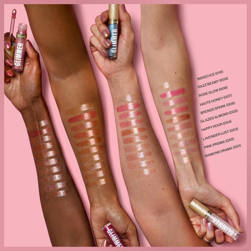 REVLON Super Lustrous Glimmer Gloss, Non-Sticky Hydrating Lip Gloss, High-Shine Sheer Shimmery Finish, Plant-Based Glitter, 005 Glazed Almond, 0.13 fl oz