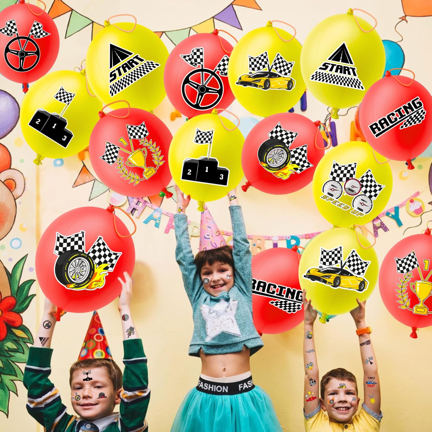 91BALLOONS 72 PCS Checkered Party Favors for Boys Girls