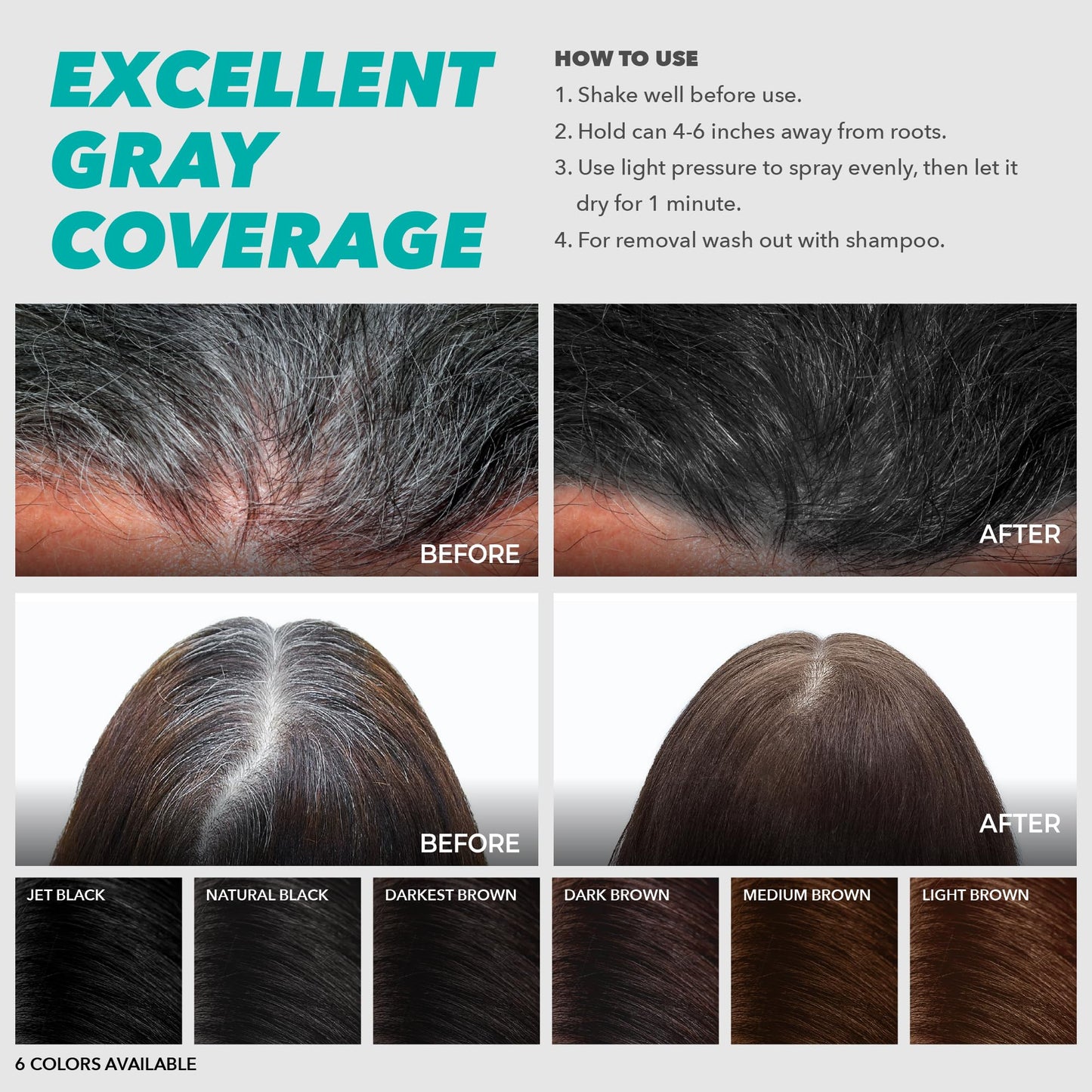 Red by Kiss Quick Cover Root Touch-Up Spray, Waterproof & Smudge-Proof Gray Coverage, Quick-Dry Formula with Jojoba Oil, Lightweight & Travel-Friendly