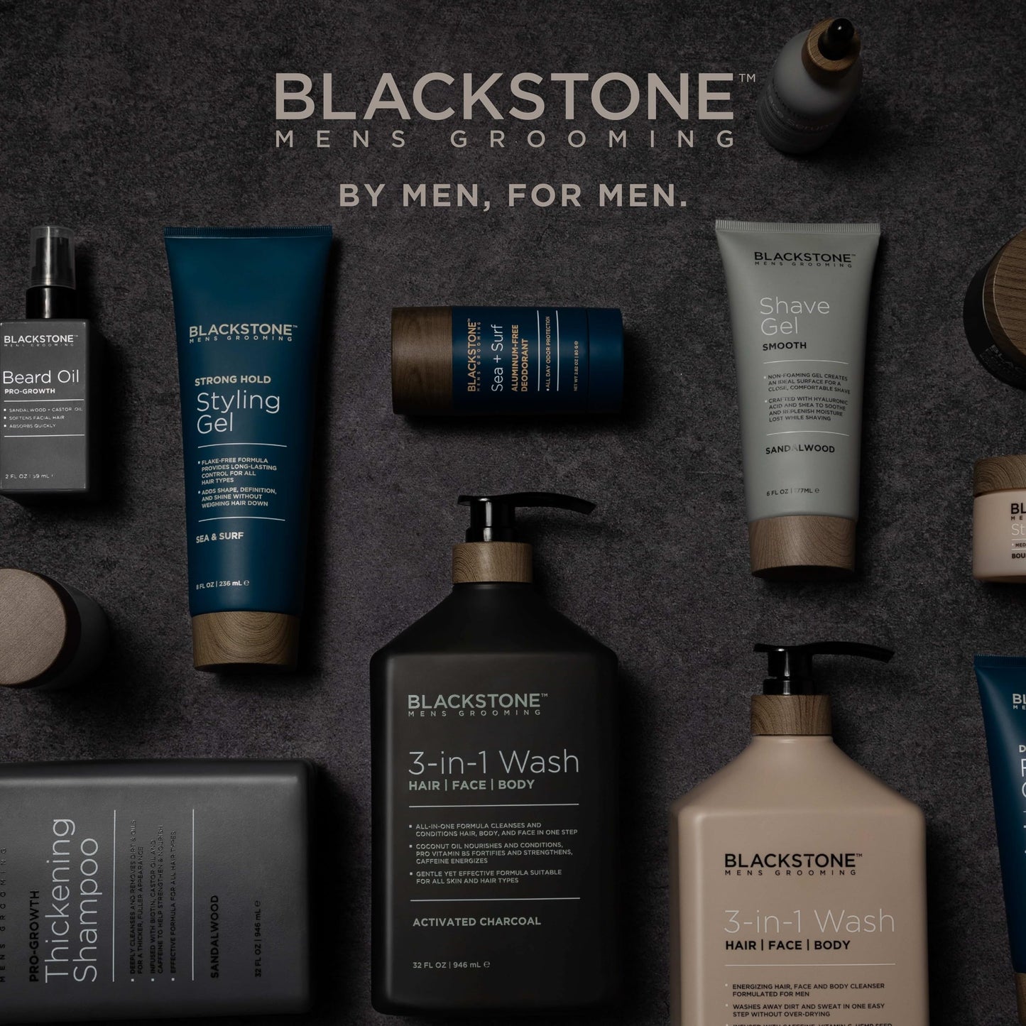 Blackstone Men's Grooming Detoxifying Face Wash with Vitamin E and Peppermint - Deep Cleansing & Exfoliating | Paraben Free, Activated Charcoal (6 Fl Oz)