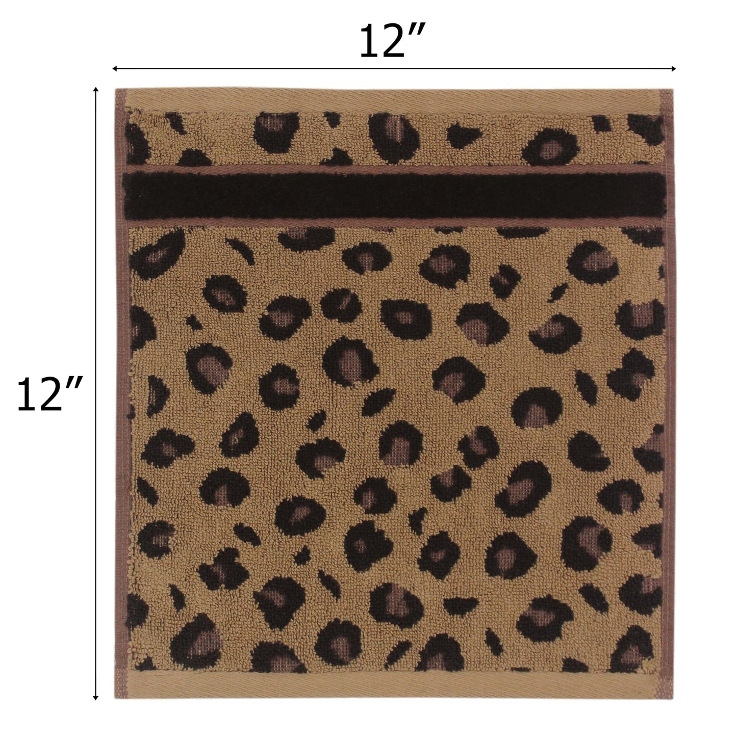 COTTON CRAFT Wash Cloth - Set of 12 Animal Print Safari Decorative Washcloth - 100% Cotton Jacquard Bathroom Face Towel Set - Super Soft Quick Dry Absorbent Luxury Guest Towel - Easy Care - 12 x 12