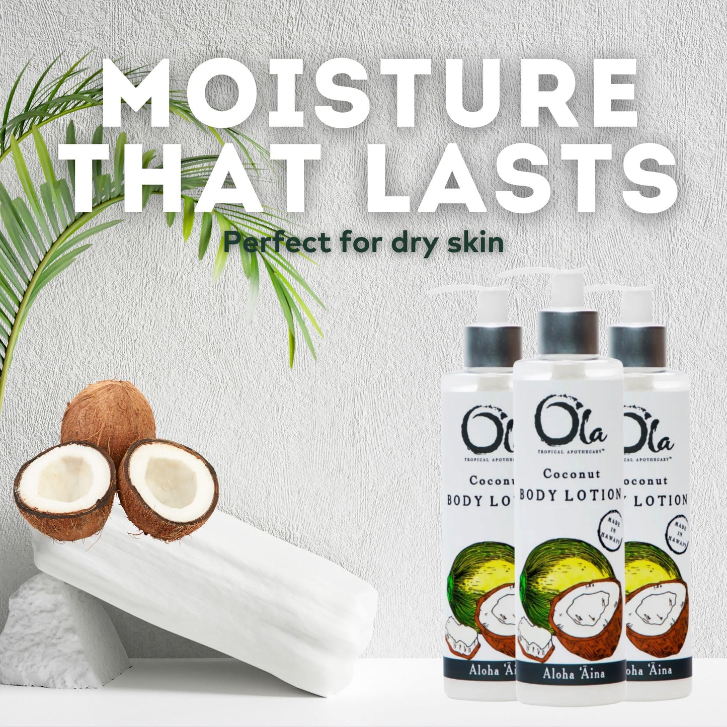 OLA TROPICAL APOTHECARY Coconut Body Lotion with Pure Tropical Oils and Plant Extracts - 8.45 Fl Oz