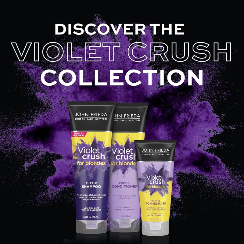 John Frieda Violet Crush Purple Conditioner - Neutralizes Brassy Tones for Cooler Blonde | 16 FL OZ (475ml)