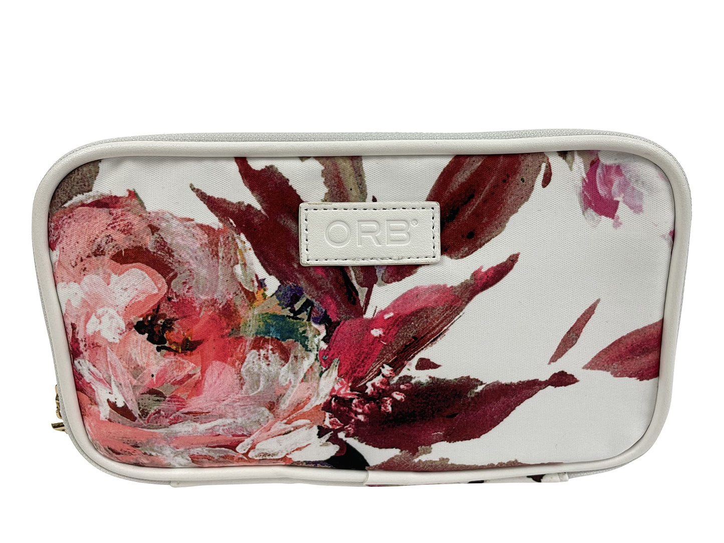 ORB Style Cosmetic Bag-CB216WH-Bloom-Brush Pouch-White Floral