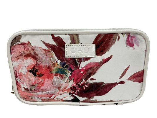 ORB Style Cosmetic Bag-CB216WH-Bloom-Brush Pouch-White Floral