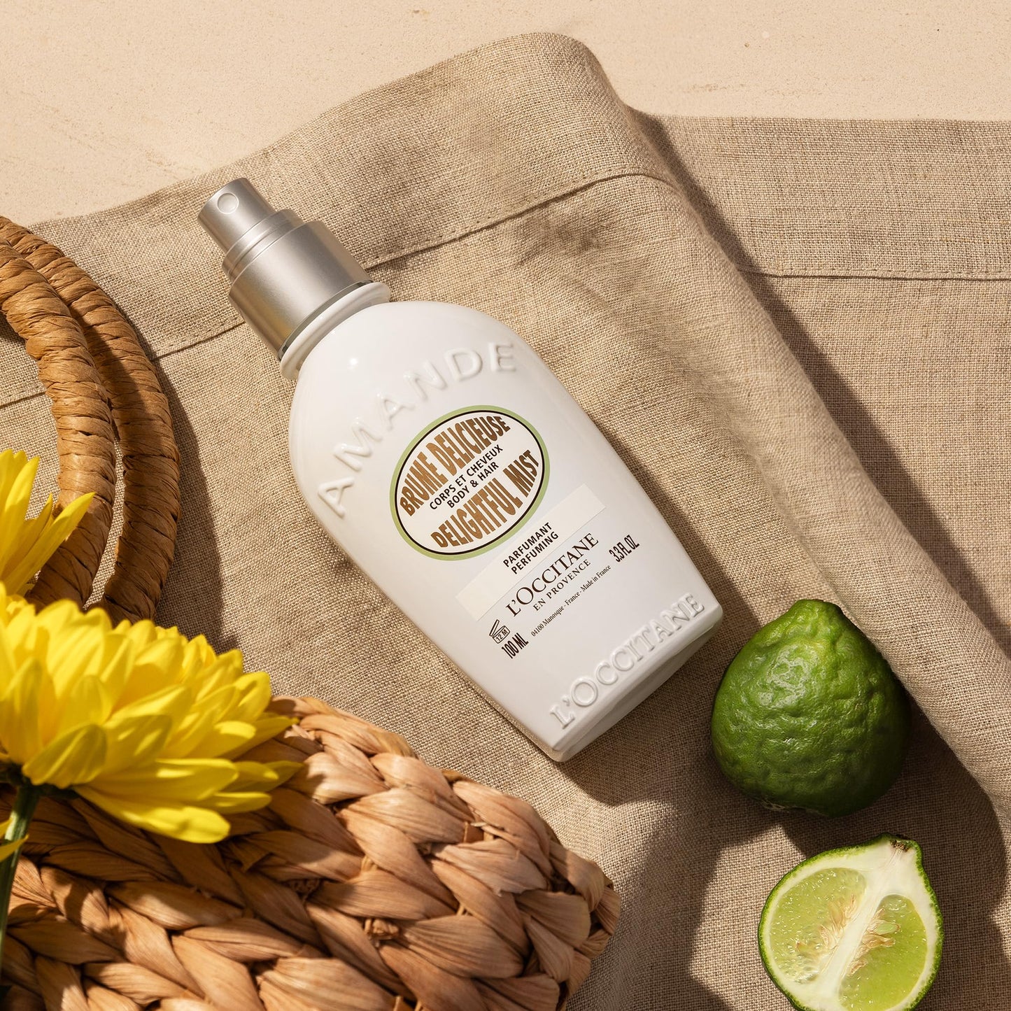 L'OCCITANE Almond Hair & Body Mist, Lightweight Fragrance Spray, Sweet Gourmand Vanilla Scent, Hydrating Glow Finish, Layering Perfume For Silky Skin