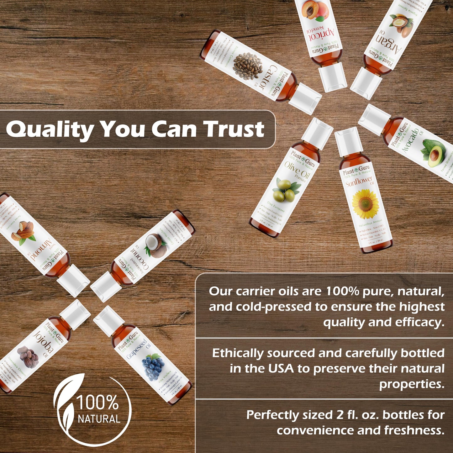 Top 10 Carrier Oil Variety Set 2 oz - Cold Pressed 100% Pure Natural, Sweet Almond, Apricot Kernel, Argan, Avocado, Castor, Fractionated Coconut, Grapeseed, Jojoba, Olive and Sunflower.
