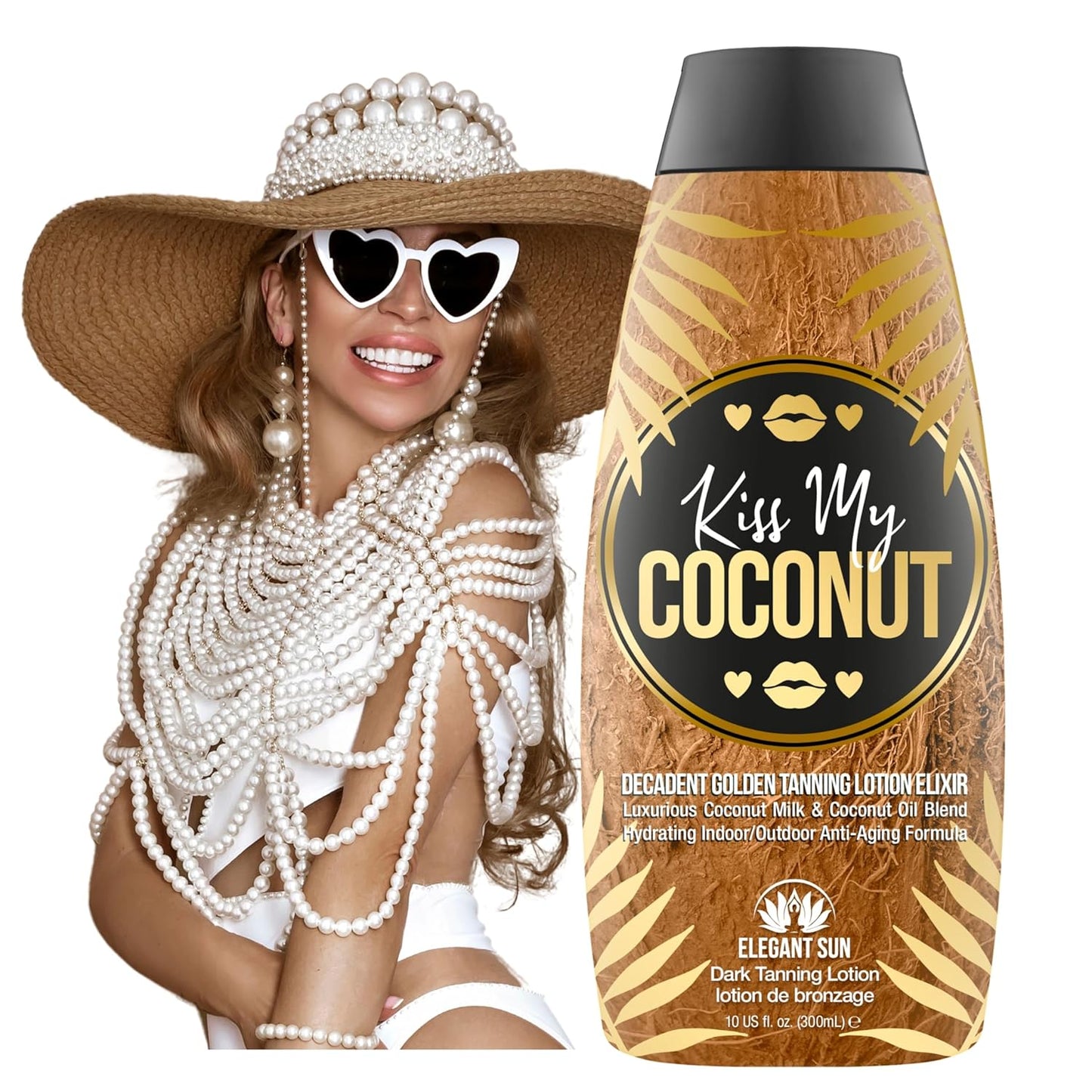 Kiss My Coconut Tanning Bed Lotion - Skin Softening Golden Tan Intensifier with Coconut Milk & Cocoa Butter | Unisex Indoor/Outdoor Accelerator
