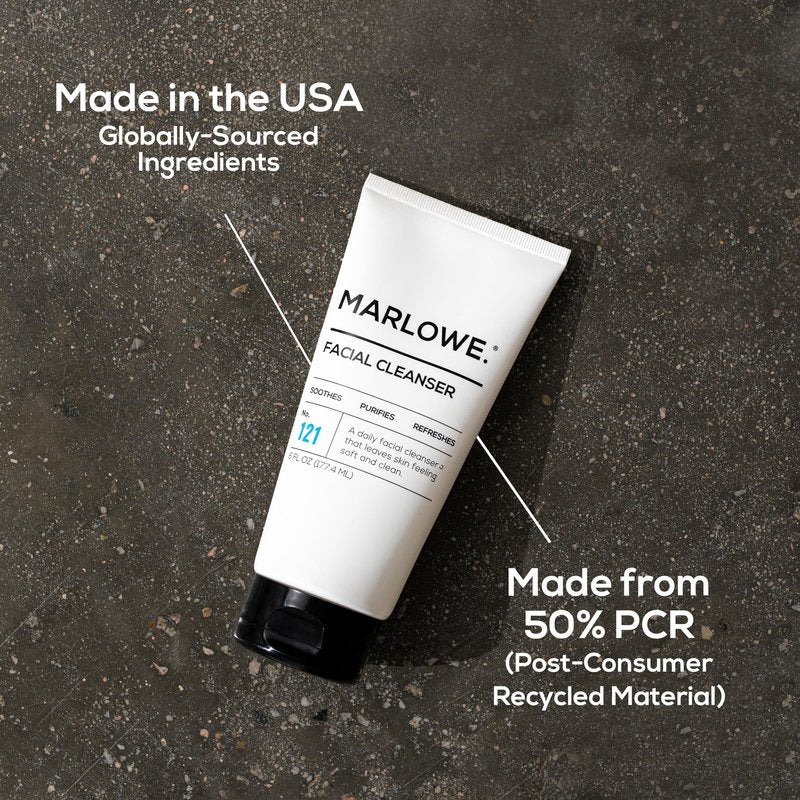MARLOWE. Facial Cleanser, 6 oz, Purifying, Refreshing Daily Mens Face Wash, Removes Dirt, Oil & Impurities, Clean, Vegan Formula with Natural Extracts & Antioxidants, Original Fresh Sage & Fir Scent