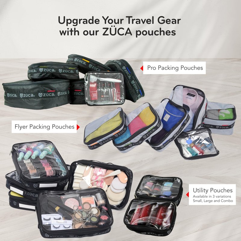 ZUCA Utility Pouch Combo Set - 1 Large & 2 Mini Utility Makeup Pouch - Durable, Spacious Cosmetic Storage Solution for Travel & Professional Use