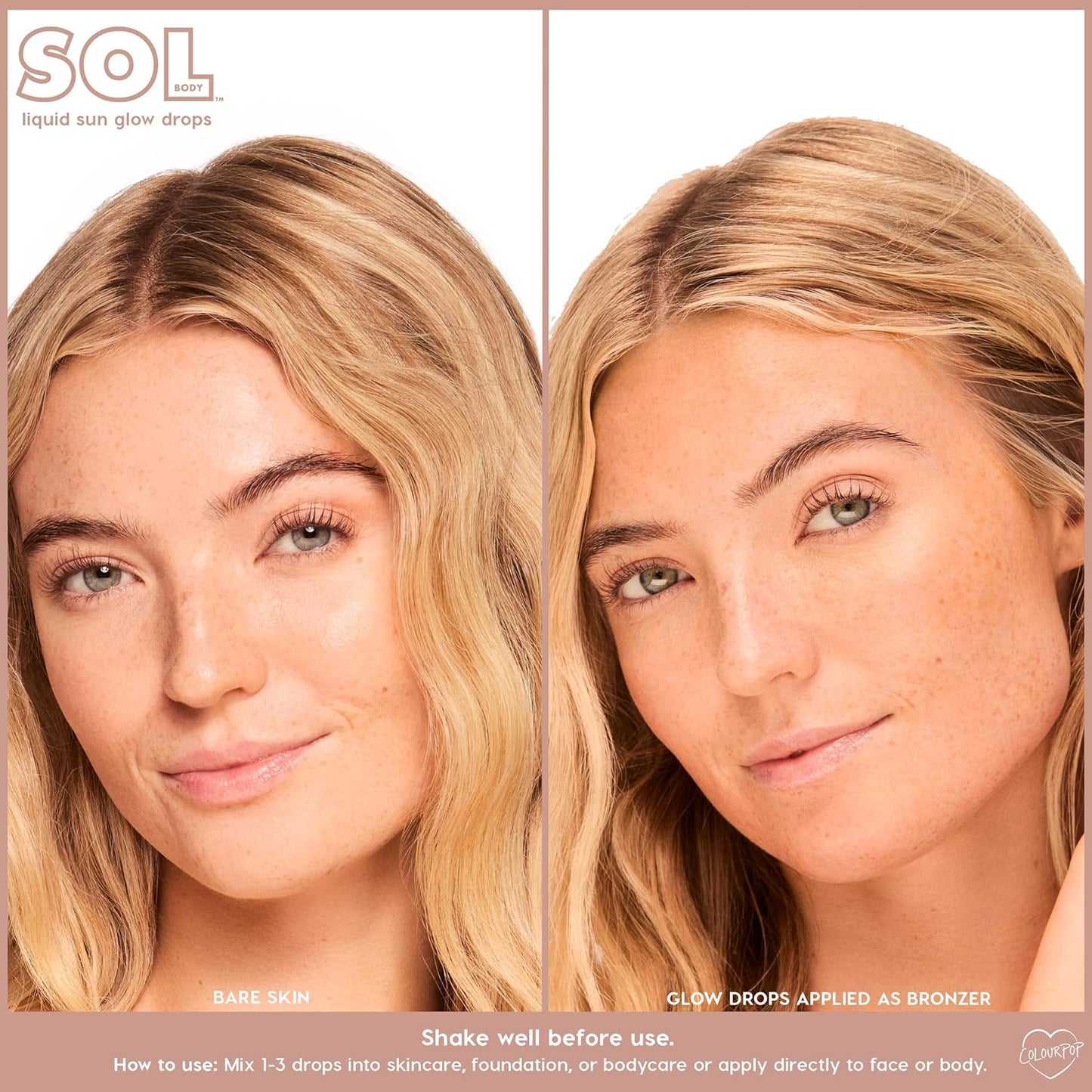 ColourPop Liquid Sun Glow Drops - Buildable Face & Body Bronzer with Niacinamide & Peptides | 1.11 oz for Radiant Skin