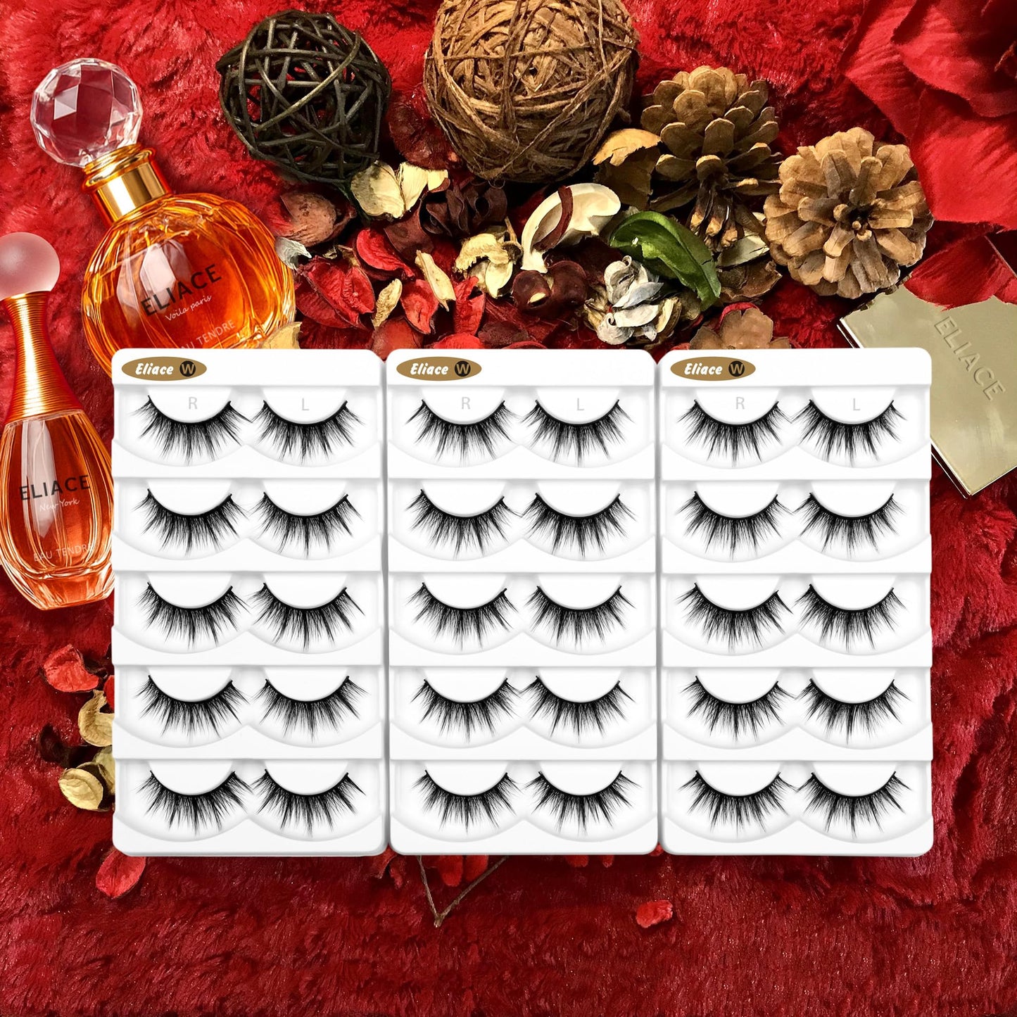 Eliace False Eyelashes Natural look Cat Eye Lashes Wispy Strips 3D Mink Lashes Fake Eyelashes Volume Fluffy Thick,Thin Soft Band Comfortable Dramatic Cross Wispy Lash Reusable,Alice style 15 Pairs