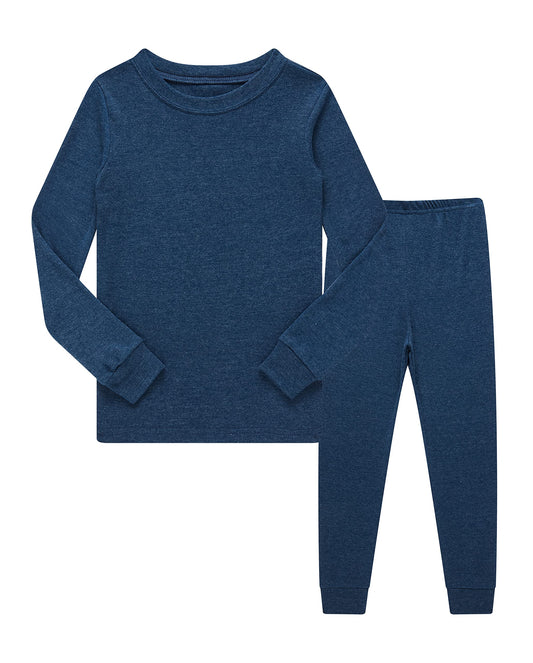 Family Feeling Solid Blue Big Boys Long Sleeve Pajamas Sets Cotton Pyjamas Kids Pjs Size 12