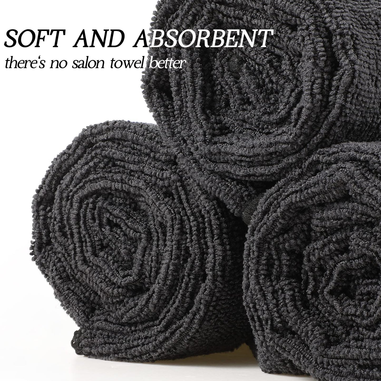Shimeyao 26 Pcs Salon Bleach Proof Towels Highly Absorbent Hair Towels Hand Facial Cloths Bleach Resistant for Salon Barber Spa Beauty Bath Hair Stylist(Black,16 x 29 Inch,Classic)