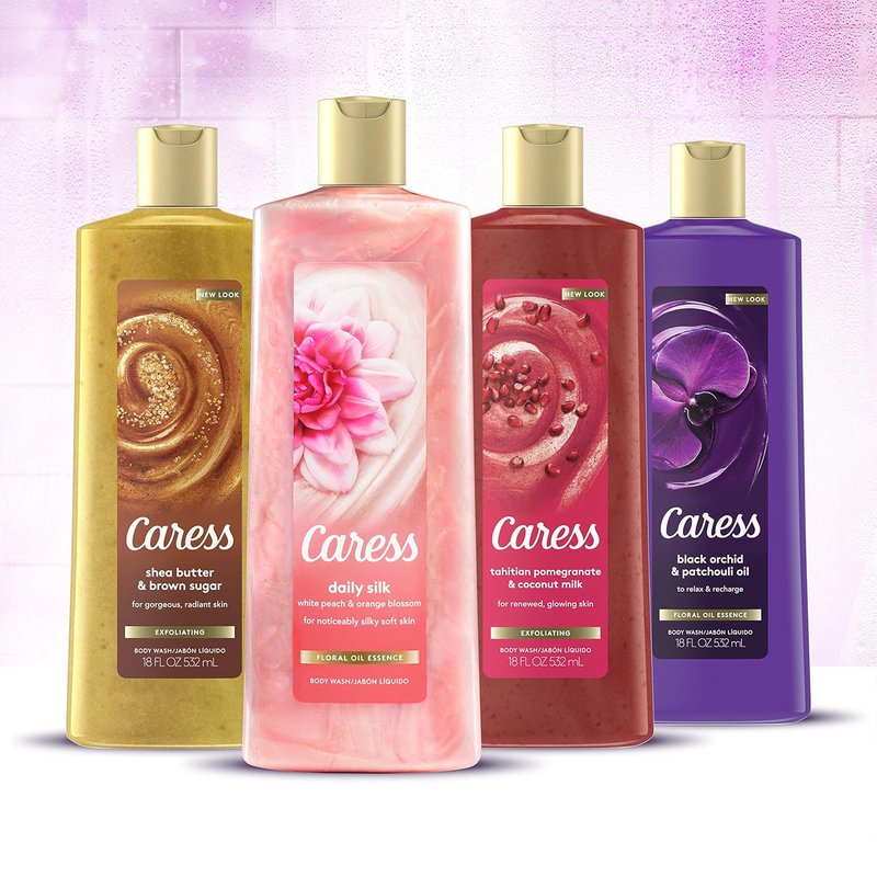 Caress Hydrating Body Wash - Silky Soft Skin with Silk Extract & Floral Oil | 25.4 oz