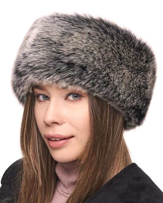 Futrzane Siberian Headband - Womens Faux Fur Headbands - Fluffy Russian Earband - Size M (Grey Siberian)