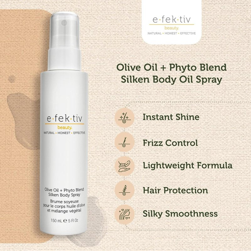 Silken Body Spray with Olive Oil & Phyto Blend - Deep Moisturizing Everyday Skin Oil | Vegan, Sulfate-Free, 5 oz