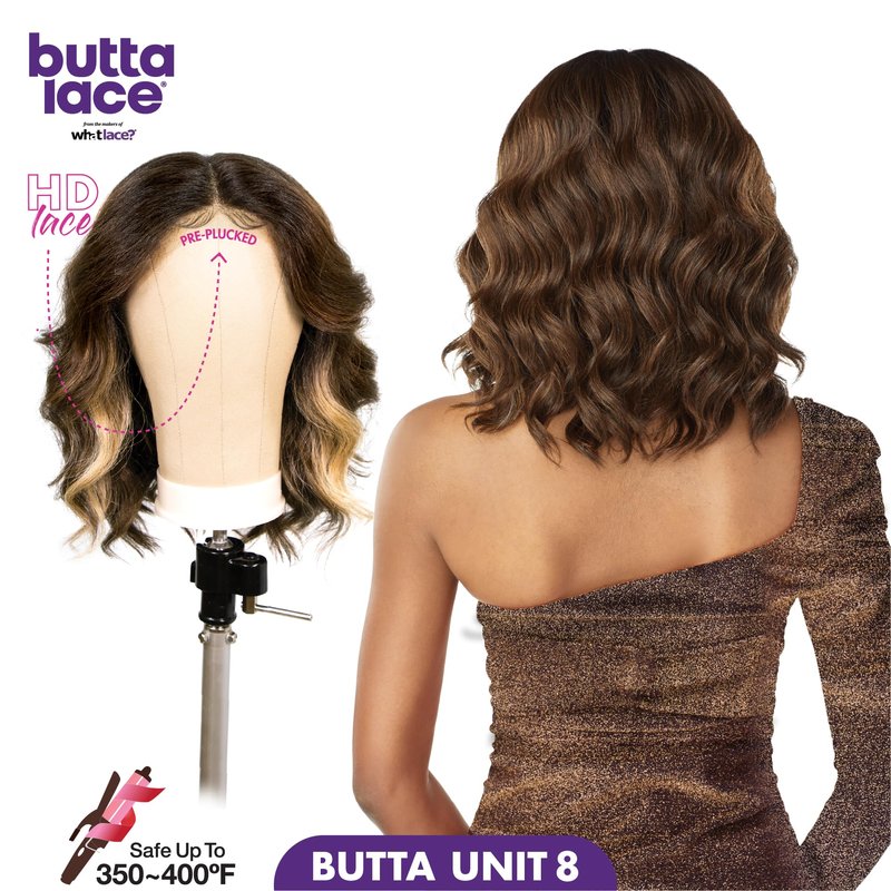 Sensationnel Butta Lace Wigs - Unit 8 Extra Wide 5 Inch Deep Parting Synthetic Preplucked Hairline Glueless Lacefront (2 DARKBROWN)
