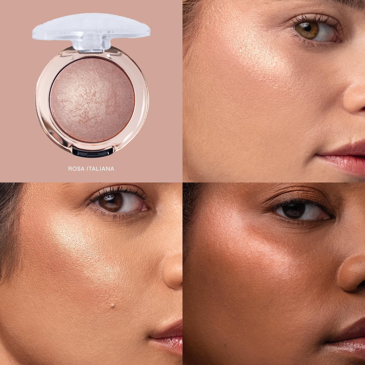 Milani Baked Highlighter - Long-Lasting Powder for Natural Radiant Glow- Buildable & Blendable Face Makeup with Lit-From-Within Finish- Vegan, Cruelty-Free & Talc-Free, Made in Italy, Rosa Italiana